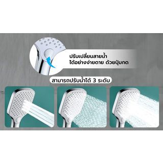 Verno ชุดฝักบัวสายอ่อน 3 ระบบ  รุ่น AH359CW ทรงเหลี่ยม สีโครม