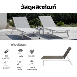 SUMMER SETเตียงริมสระ  Lamai ขนาด 70x200x34 ซม. สีขาว