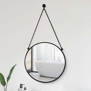 Nice กระจกทรงกลมพร้อมสายแขวน รุ่น เบลว่า-แบล็ค ขนาด 40x40 ซม. สีดำ