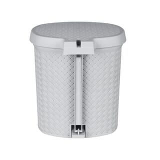 KLEANZY ถังขยะเหยียบทรงกลมลายสาน 6.5 ลิตร ขนาด 24.5x23.5x26.5 ซม. รุ่น TG51839G สีเทา