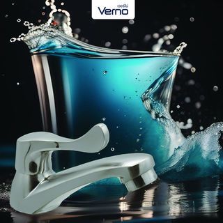 Verno  ก๊อกอ่างล้างหน้าโครเมี่ยมด้ามปัดใหญ่ สีซาติน รุ่น  VN-23102