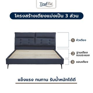(1/3) TRUFFLE เตียงนอนหัวเบาะ รุ่น PROVENCE-G ขนาด180x200 ซม. (6ฟุต)  สีเทา