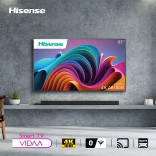 Hisense โทรทัศน์ Smart ทีวี 85 นิ้ว 4K 85A6100N สีดำ
