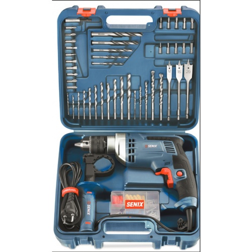 SENIX สว่านกระแทกไฟฟ้า 13มม. 750W รุ่นPDHE7.5-M-EU  สีน้ำเงินดำ (พร้อมอุปกรณ์ 45ชิ้น)