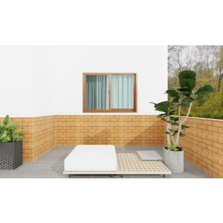 WELLINGTAN หน้าต่างอลูมิเนียมบานเลื่อน N-AWG1511-2P 150x110CM สีไม้ พร้อมมุ้ง