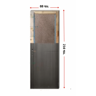 Holztur ชุดประตูปิดผิวเมลามีนพร้อมวงกบและดิจิตอลล็อค รุ่น X-009 ขนาด 88x216ซม. สีเทา