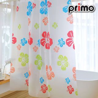 Primo ผ้าม่านห้องน้ำ PEVA ลายดอกไม้ รุ่น DF002 ขนาด 180x180 ซม. สีเขียว