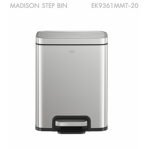 EKO ถังขยะสเตนเลสเหยียบเหลี่ยม 20 ลิตร รุ่น MADISON EK9361MMT-20 ขนาด 33.30x30.20x43.50 ซม. สีเงิน