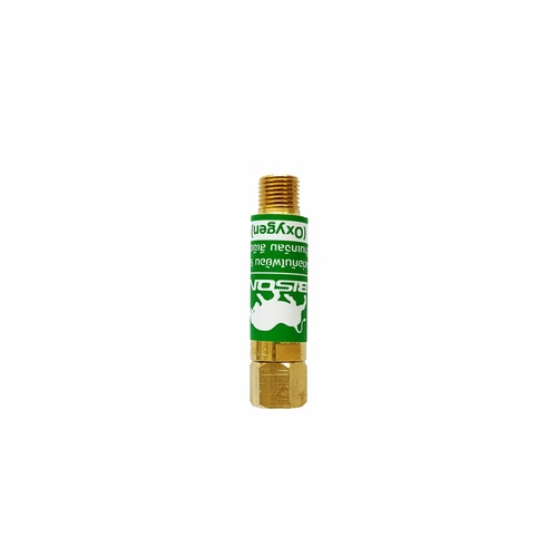 BISON ข้อต่อกันไฟย้อน 9/16ด้านเกจ์ลม สีเขียว (Oxygen)  