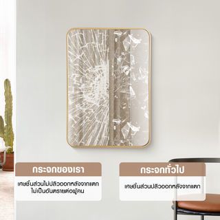 Nice ชุดกระจกอะลูมิเนียมทรงสี่เหลี่ยม 50x70 ซม. รุ่น คูปส์ 01-โกลว สีทอง
