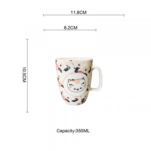 AILO แก้วเซรามิค 8 ซม. 350 มล. RABBIT-02 สีชมพู