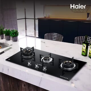 HAIER เตาแก๊สแบบฝังหน้ากระจก 3 หัวเตา HGH-QHA9331 สีดำ