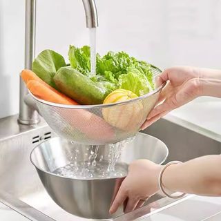 KOSCH ตะแกรงล้างผักสเตนเลส 19 ซม. KNOX-19 สีเงิน