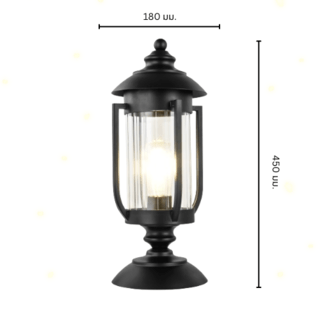 EILON โคมไฟหัวเสา Classic ขั้ว E27 ขนาด 18x18x45cm IP65 รุ่น Maemi MV250-W สีดำ