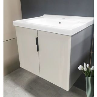 Verno ชุดเคาน์เตอร์อ่างล้างหน้าplywood พร้อมตู้กระจก 60x47x48 cm. รุ่น ไคลี่ T306-60 สีขาว (½)

