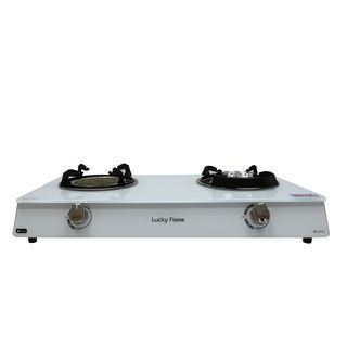 Lucky Flame เตาแก๊สตั้งโต๊ะหน้ากระจก 2 หัวเตา  AG-2102S(W) สีขาว