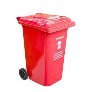 ICLEAN ถังขยะเทศบาลฝาเรียบทรงเหลี่ยม 240 ลิตร รุ่น TG51805-RE ขนาด 74x59x100 ซม. สีแดง (ขยะอันตราย) 1/4