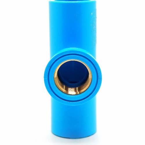 VAVO สามทาง เกลียวใน ทองเหลือง หนา 3/4(20) สีฟ้า