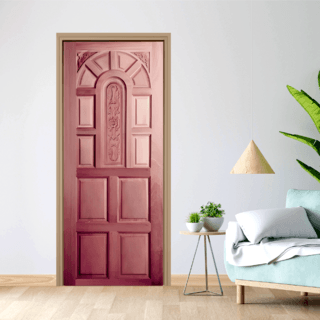 ประตูไม้สยาแดง บานทึบลูกฟักแกะลาย GC-71 80x200cm. BEST