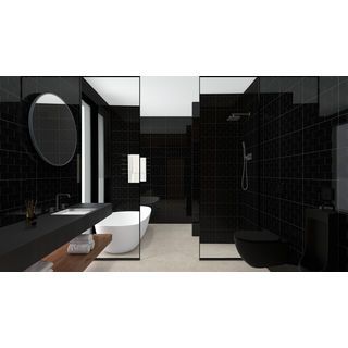 Marbella กระเบื้องเซรามิคปูผนัง 10x16 นิ้ว รุ่น บริค-แบล็ค SRE2510 Gloss (15P)