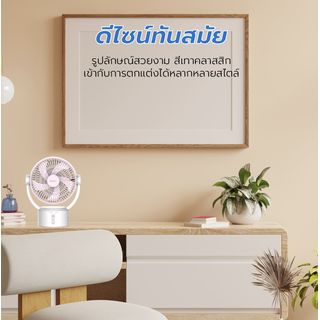 BENKA พัดลมตั้งโต๊ะชาร์จไฟแบบพกพา ขนาด 9 นิ้ว รุ่น KN-L2829 สีชมพู