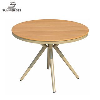 SUMMER SET โต๊ะสนามทรงกลมอลูมิเนียม รุ่น MILAN-O ขนาด 100x100x75 ซม. สีไม้โอ๊ค
