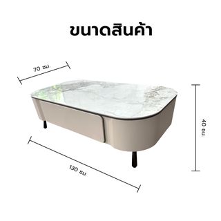 DELICATO โต๊ะกลางหน้าท็อปหินอ่อน รุ่น ZENO ขนาด 130x70x40 ซม. สีเทามิสต์เกรย์