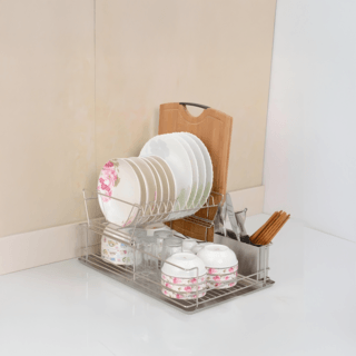 CLOSE ที่คว่ำจาน 2 ชั้น 47X33X22.5 ซม. MIRIN สีเงิน