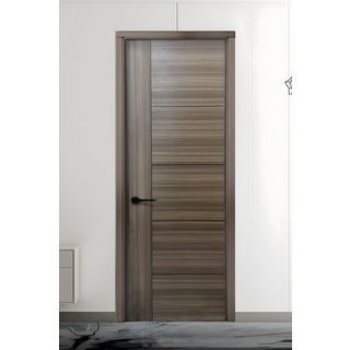 HOLZTUR ประตูปิดผิวเมลามีนเซาะร่อง 5เส้น ขนาด80x200ซม. สี Light Brown