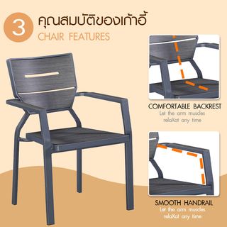 (1/2)SUMMER SETชุดโต๊ะสนาม 4 ที่นั่ง รุ่น Harper ขนาด โต๊ะ: 90x90x75 ซม. เก้าอี้ : 55x61x83 สีดำ