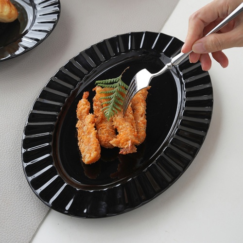 ADAMAS จานเปลเซรามิค 12 นิ้ว SNOOZE-BL03 สีดำ