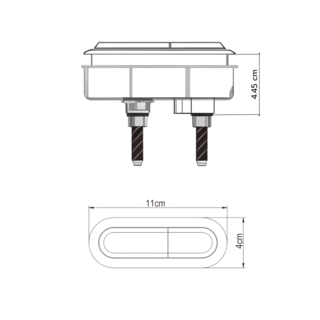 Verno ชุดปุ่มกดชำระทรงแคปซูล 2 ระบบ รุ่น PQS-C2424C  ขนาด 100x30 มม. 