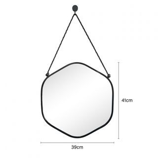 Nice กระจกทรงเหลี่ยมพร้อมสายแขวน รุ่น ลาล่า-แบล็ค ขนาด 39x41 ซม. สีดำ