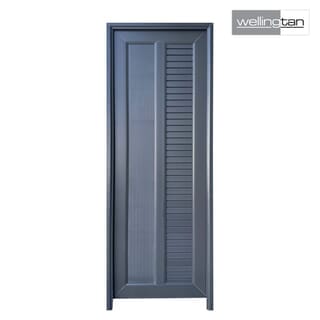 WELLINGTAN ประตูUPVC พร้อมวงกบบานพับ WK-P026 70x200ซม. สีเทา (ไม่เจาะลูกบิด)