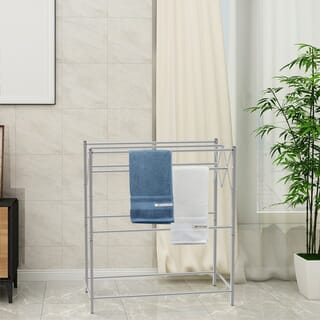 SAKU ราวพาดผ้าอลูมิเนียม พับได้ 9 เส้น รุ่น DY1240 ขนาด 45x81.60x91.40 ซม สีเงิน