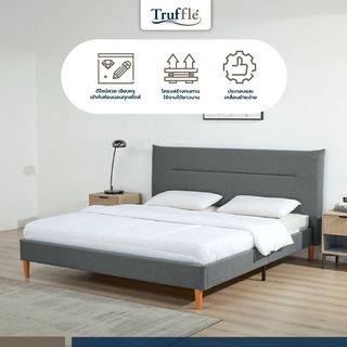 TRUFFLE เตียงนอนหัวเบาะ รุ่น VANNES-DG ขนาด 180x200 ซม.(6ฟุต) สีเทาเข้ม