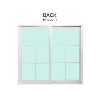 WELLINGTAN หน้าต่างอะลูมิเนียมลายกริด บานเลื่อน SS G-WGW1211 120x110ซม. สีขาว พร้อมมุ้ง