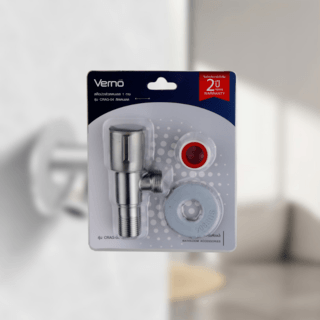 Verno สต๊อปวาล์วสเตนเลส 1 ทาง รุ่น CRAG-04 ขนาด 4.8x3.4x9.5 ซม. สีเงิน