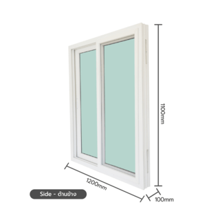 WELLINGTAN (VERTA) หน้าต่างไวนิลบานเลื่อน SS GW001 ขนาด 120x150ซม. สีขาว พร้อมมุ้ง