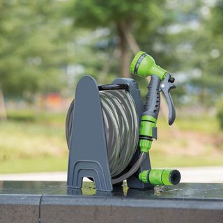 Tree’O ชุดสายยางพร้อมปืนฉีดน้ำปรับหัวได้6รูปแบบและอุปกรณ์ รุ่นDY63610 ขนาด5/16” ยาว10เมตร สีเขียวเทา