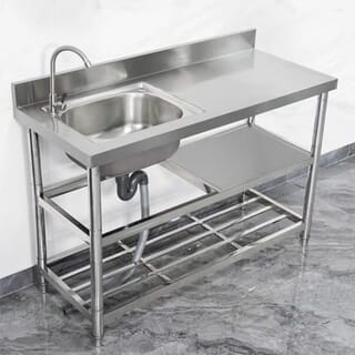CLOSE อ่างล้างจานพร้อมขาตั้ง 1 หลุมมีที่พัก SUS304 MONSTER-100