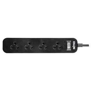 EILON รางปลั๊กไฟ รุ่น MSC45THNB-GHE 4 ช่อง 1 สวิตซ์ 10A 2200W 5เมตร สีดำ