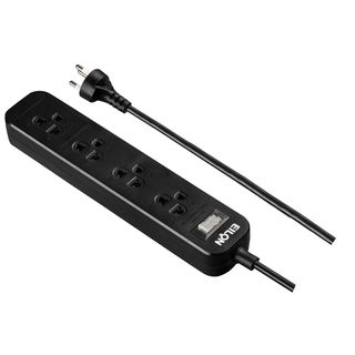 EILON รางปลั๊กไฟ รุ่น MSC45THNB-GHE 4 ช่อง 1 สวิตซ์ 10A 2200W 5เมตร สีดำ