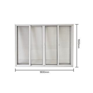 WELLINGTAN (vista) หน้าต่างอะลูมิเนียม บานเลื่อน FSSF P-TLC1815 180x150ซม. สีขาว พร้อมมุ้ง