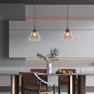 EILON โคมไฟห้อยกระจก ทรงครึ่งวงกลม สไตล์ Loft รุ่น GYFDD-7513 สีใส