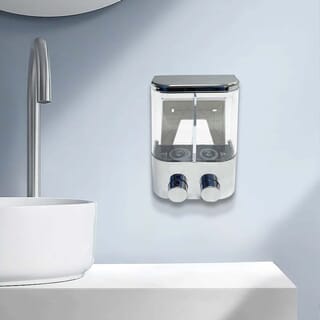 Primo ที่กดสบู่เหลว 2 ช่อง ความจุ 500x2 มล. รุ่น SD60 ขนาด 8.5x14.5x22ซม. สีโครม