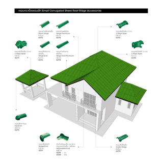 โอฬาร ครอบสันโค้ง 2 ทาง กระเบื้องหลังคาลอนเล็ก สีธรรมชาติ