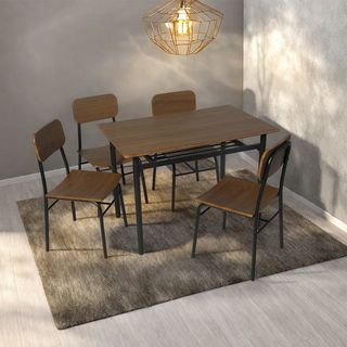 Delicato ชุดโต๊ะอาหาร 4 ที่นั่ง รุ่น Kaito โต๊ะ:110X70X76ซม. เก้าอี้:45x48.5x84.5ซม. สีน้ำตาลเข้ม