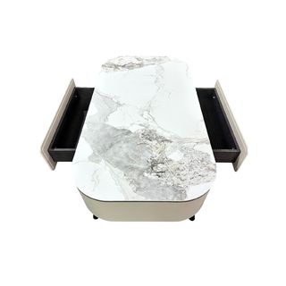 DELICATO โต๊ะกลางหน้าท็อปหินอ่อน รุ่น ZENO ขนาด 130x70x40 ซม. สีเทามิสต์เกรย์ 