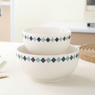 ADAMAS ถ้วยเซรามิค 4.5 นิ้ว ลายสี่เหลี่ยม ARA สีขาว